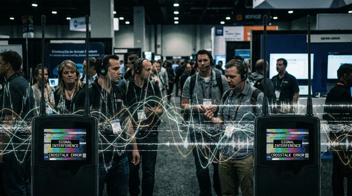 Crosstalk signal interference between single-channel audio guide systems at crowded large-scale events Crosstalk signal interference between single-channel audio guide systems at crowded large-scale events